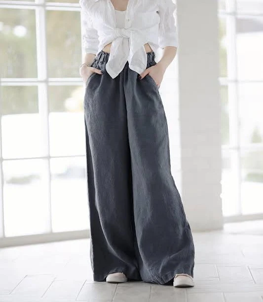 pants Organic Stonewashed Linen Oversized Wide Leg Pants Etsy - Seller $72.5