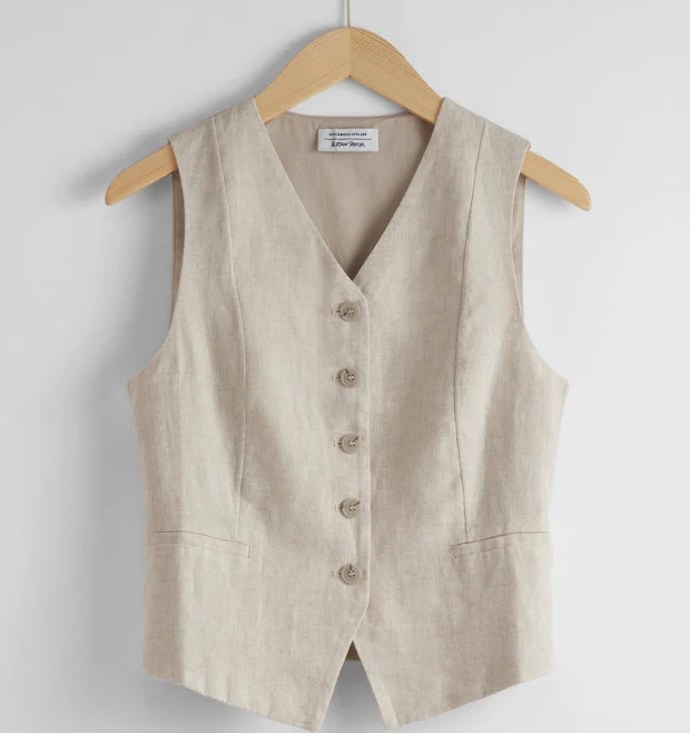 top & Other Stories | Tailored Linen Vest | Beige | 6 & Other Stories US $89