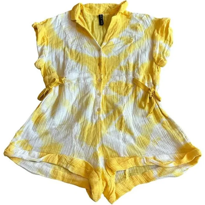 jumpsuit Out From Under Anthropologie Yellow White Romper Gauze Button-down eBay - style_cycle $50