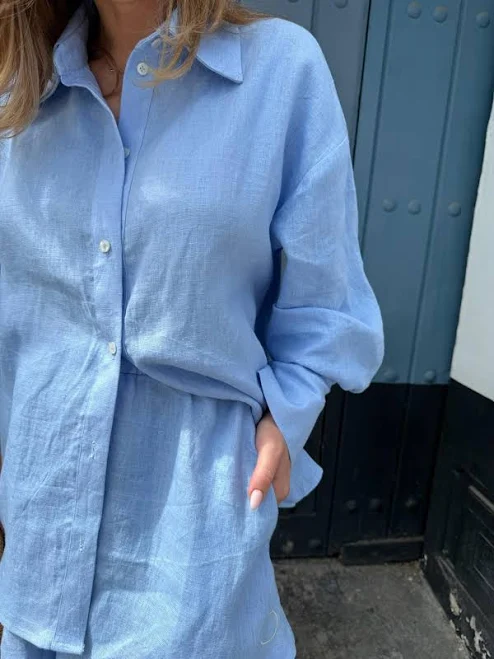 matching set Oversized Linen Shirt & Wide Leg Shorts Etsy - Seller $107.31