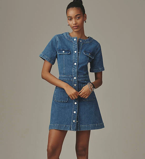 dress PAIGE Women's Kiya Snap Front Denim Mini Dress Anthropologie $199.95