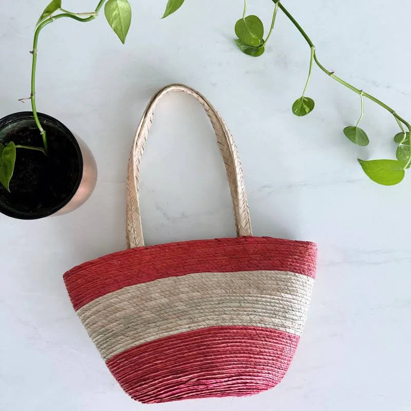 bag Palm straw purse - red and whit 1 Pura Vida $39