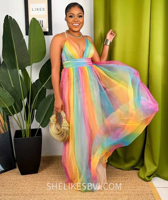dress Pastel Rainbow Tulle Maxi Dress She Likes BVI $82