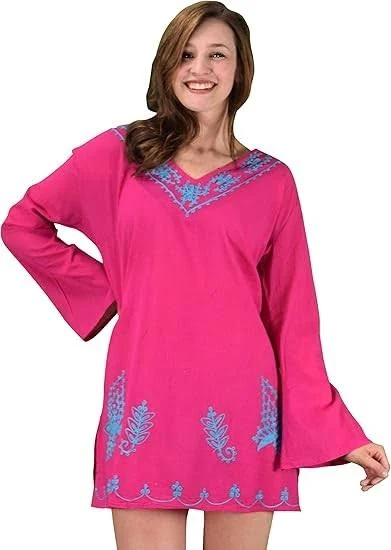 cover up Peach Couture Women's 100% Cotton Embroidered Summer Tunic eBay - dressdevine $24.95
