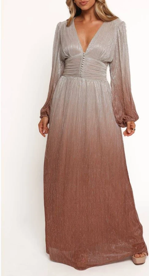 cover up Petal & Pup Jovie Metallic Ombré Long Sleeve Maxi Dress Nordstrom $139