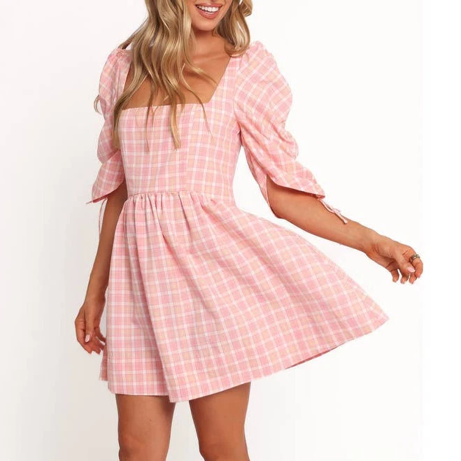 dress Petal & Pup Women's Siena Check Puff Sleeve Minidress Nordstrom Rack $46.97