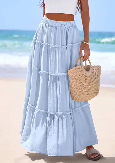 skirt Prettygarden Women's High Waisted Flowy Tiered Maxi Skirt PrettyGarden $29.99