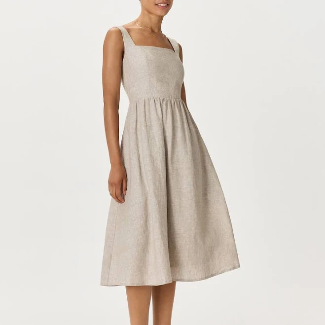 sundress Quince Women's European Linen Fit & Flare Midi Dress Quince $84