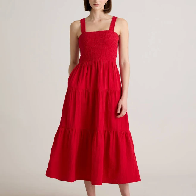 sundress Quince Women's Organic Cotton Gauze Smocked Maxi Dress Quince $59.9