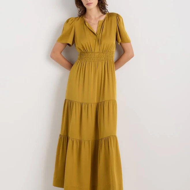 dress Quince Women's Stretch Silk Tiered Maxi Dress Quince $129.9
