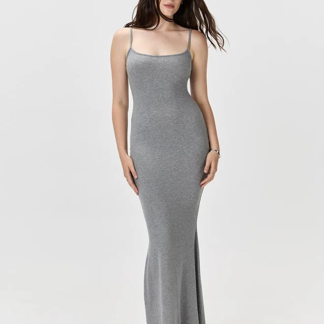 maternity outfits Quince Women's Tencel Rib Knit Body-Hugging Fit Maxi Slip Dress Quince $49.9