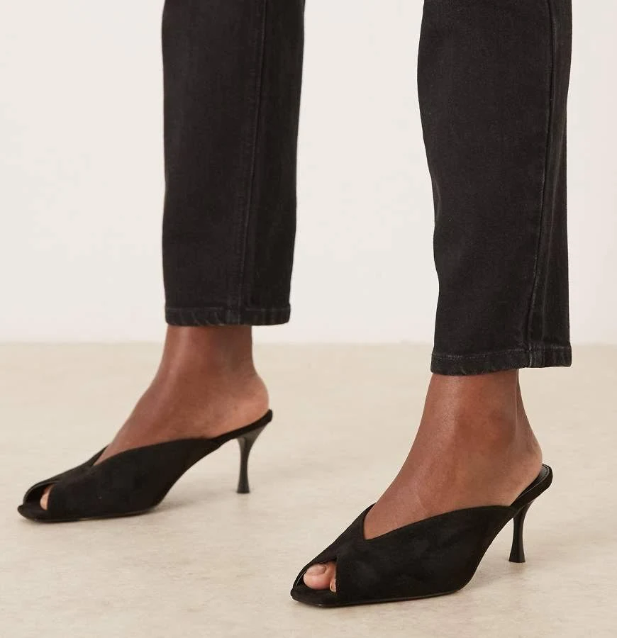 shoes RAID kitten heel mules in black faux suedette ASOS $52