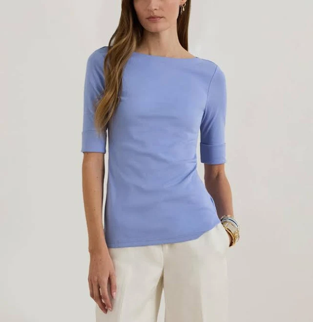 top Ralph Lauren Women's Stretch Cotton Boatneck T-Shirt Macy's $33