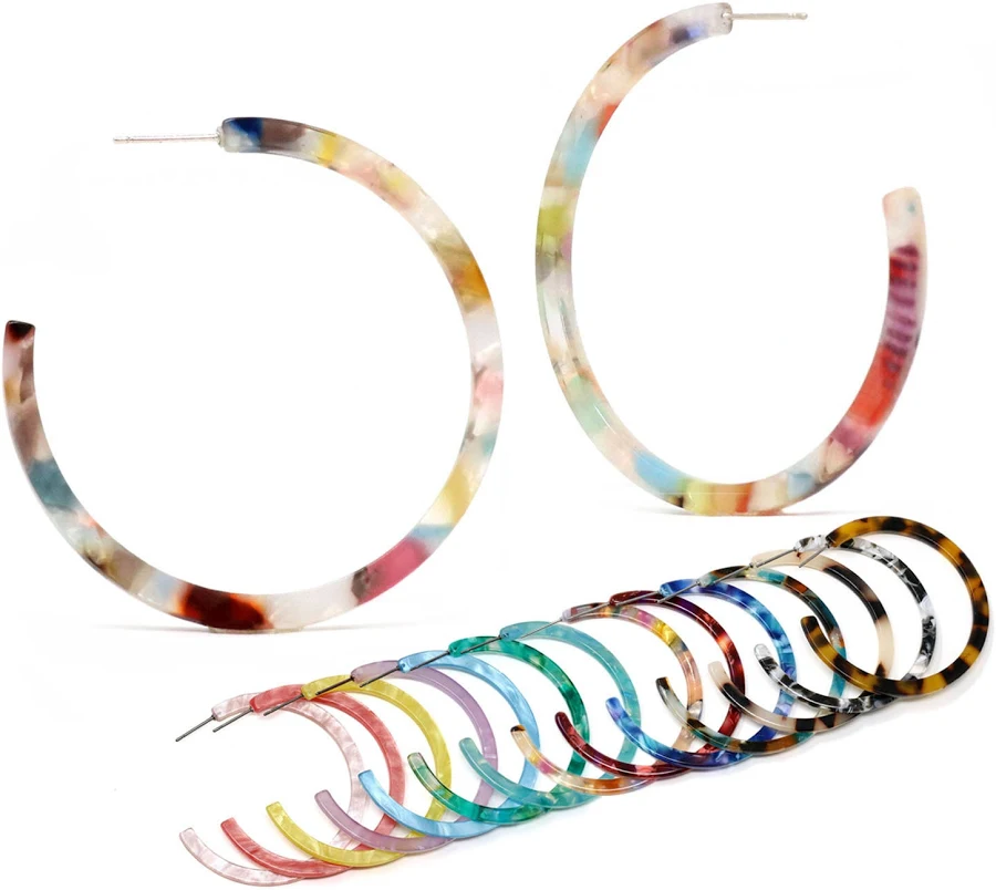 accessory Resin Acetate Hoop Earrings Etsy - BaubleSky $17.6