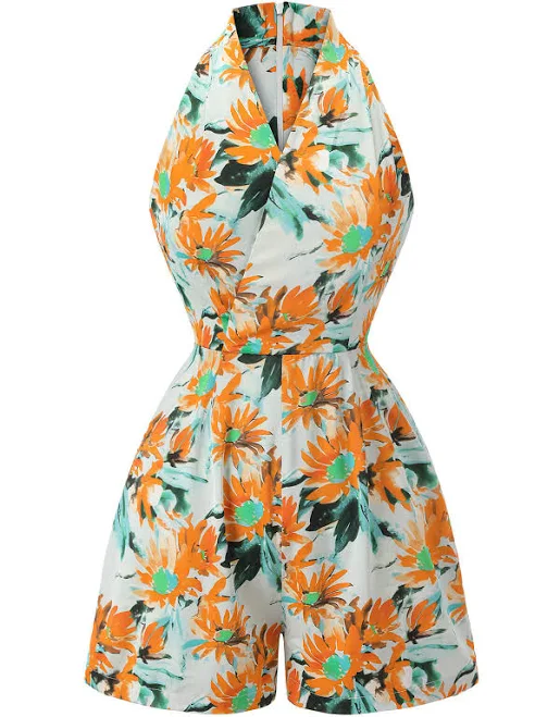 romper Retro Stage Sunflower V-Neck Romper Retro Stage $38.99