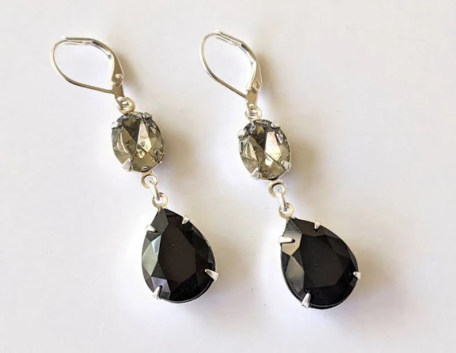 accessory Rhinestone Double Drop Earrings Etsy - ArtistInJewelry $32