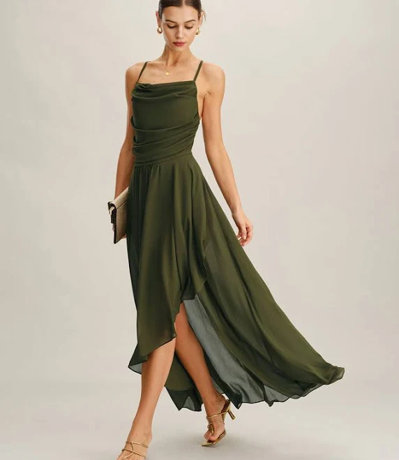 dress Rihoas Cowl Neck Chiffon Maxi Dress with Spaghetti Strap Rihoas $43