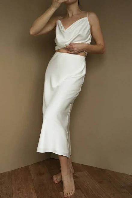 two piece set Satin Bias Cut Maxi Skirt Etsy - Seller $71.06