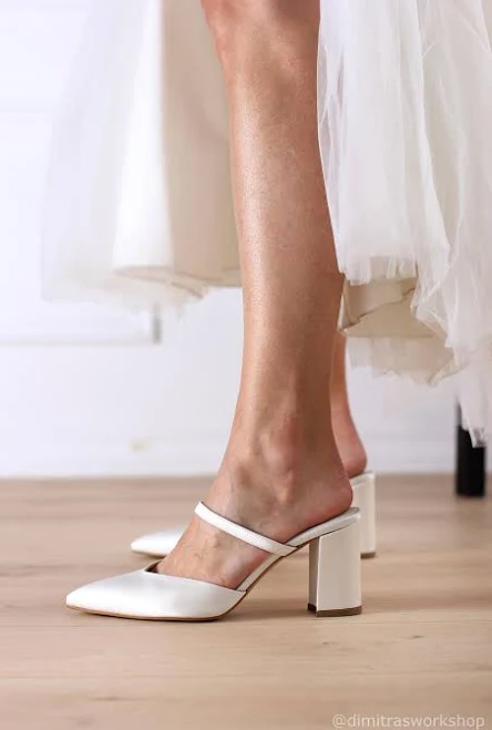 shoes Satin Bridal Mule with Stable Block Heel Etsy - DimitrasWorkshop $166.14