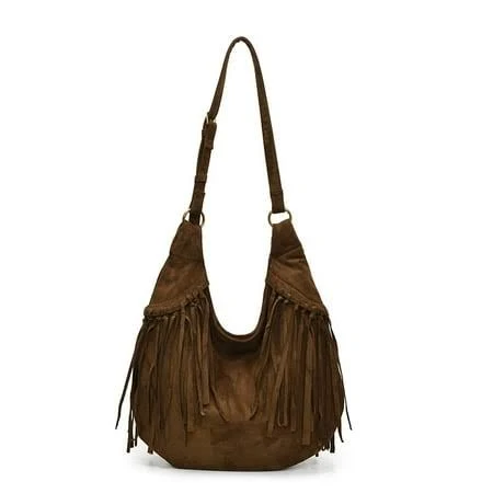 bag Sdmnsg-t Slouchy Shoulder Bag Fringe Large Suede Purse for Women Vintage Hobo Tote Chocolate Brown Western Fringed Handbag Retro, Women's Walmart - yuyuTrading Co.Ltd $26.99