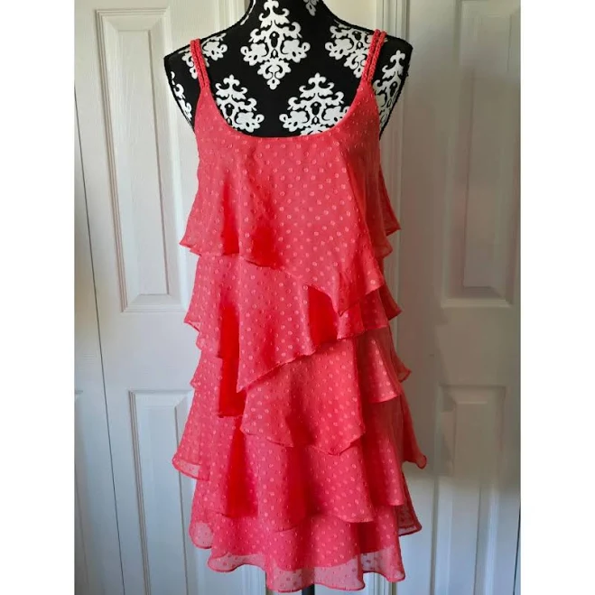 dress Signature by Robbie Bee Ruffle Tiered Swiss Dot Mini Dress Etsy - LizTimelessTreasure $20