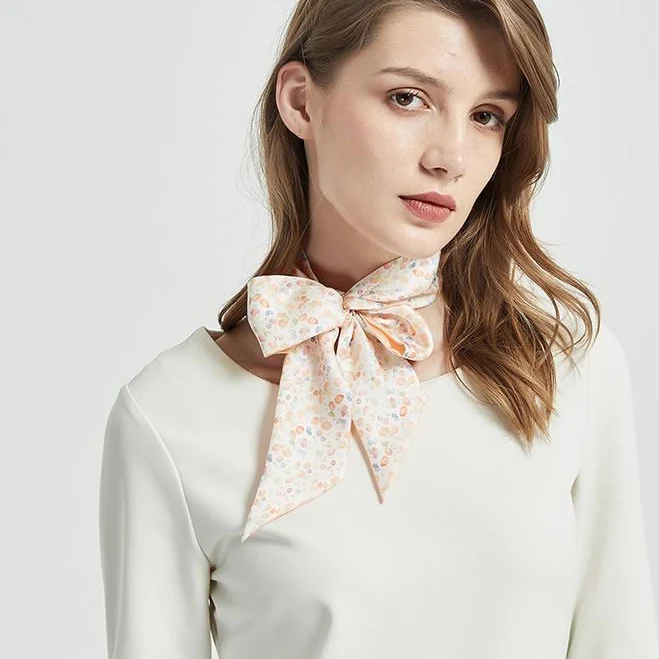 accessory Silk Double Lined Floral Print Scarf Ribbon RachelSilk $19.9