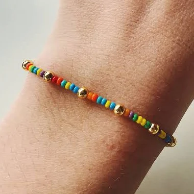 accessory Simple Boho Rainbow Bead Bracelet Etsy - designedbyEmilyAnn $12