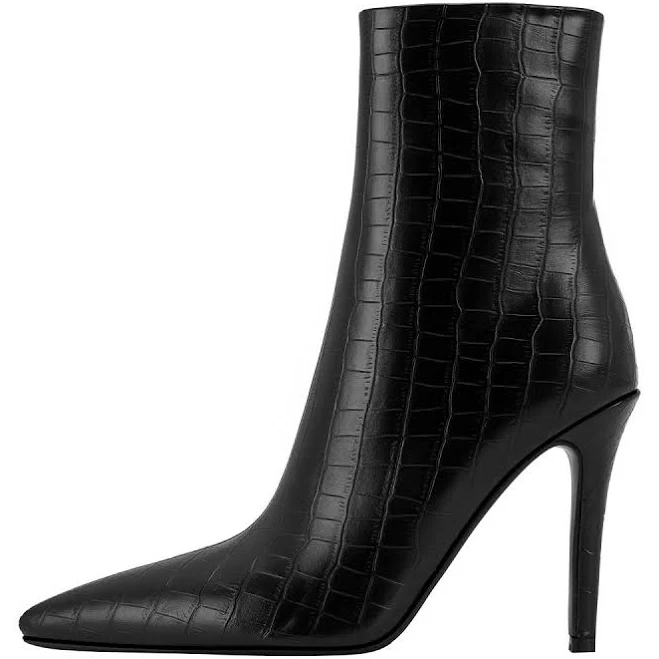 shoes Sleek Black Leather Pointed Ankle Boots, 40 / Black 0cm $99