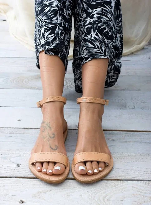 shoes Sleek Fit Leather Ankle Strap Sandals Etsy - GreekLeatherLab $57.7