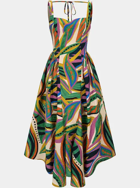 dress Sleeveless Ruched Abstract Print Maxi Dress Shoebox by Ki $62