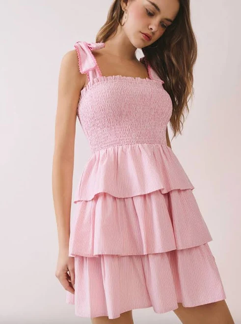 dress Smocked Bodice Tiered Skirt Mini Dress Monkee's of Fredericksburg $78