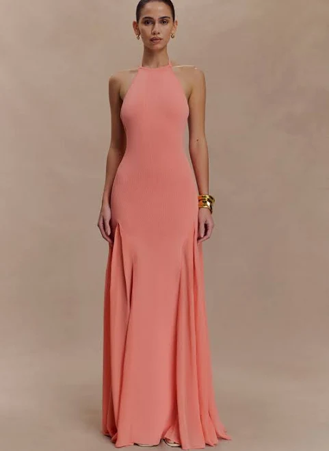 dress Soleil Knit Mesh Halter Maxi Dress meshki.us $145