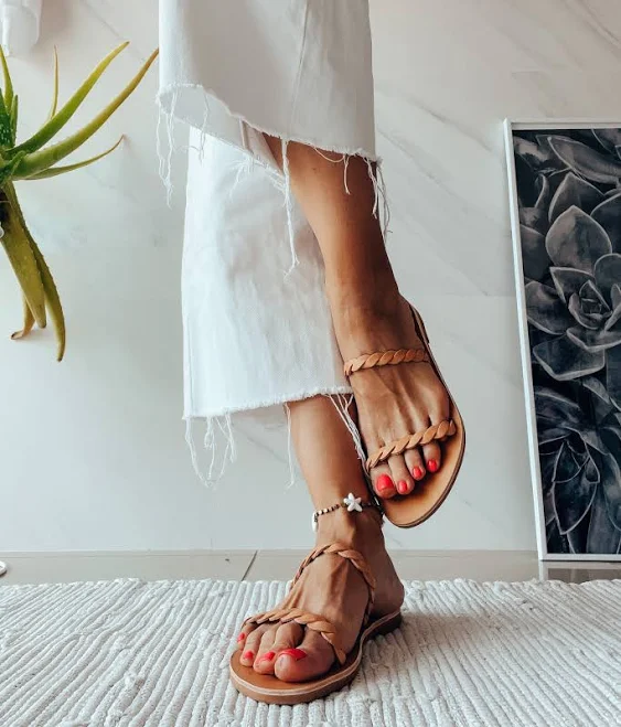 shoes Sophia Greek Leather Sandals with Braid Straps Etsy - Goupi $78.37