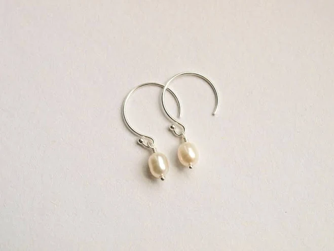 accessory Sterling Silver 925 Dainty Freshwater Pearl Tiny Drop Earrings Etsy - Seller $25.96