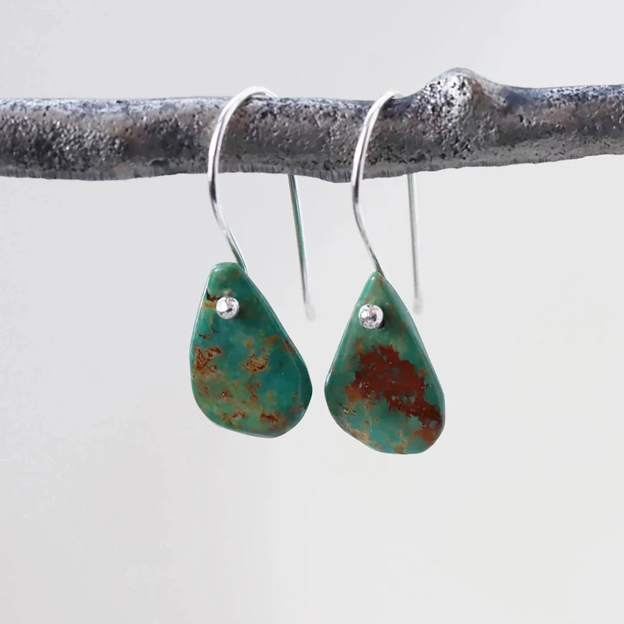accessory Sterling Silver Turquoise Drop Earrings Etsy - ShopClementine $35
