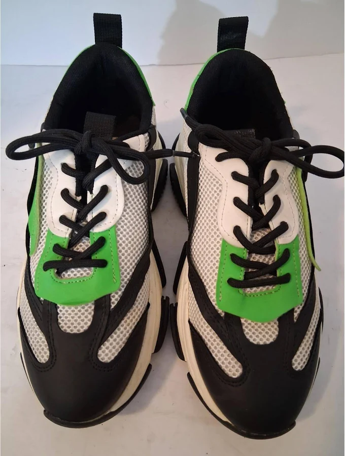 shoes Steve Madden Shoes | Steve Madden Women's Possession Black White Green Chunky Sneakers, Size 8m | Color: Black/Green/White | Size: 8 | Blossom1950's Poshmark $19