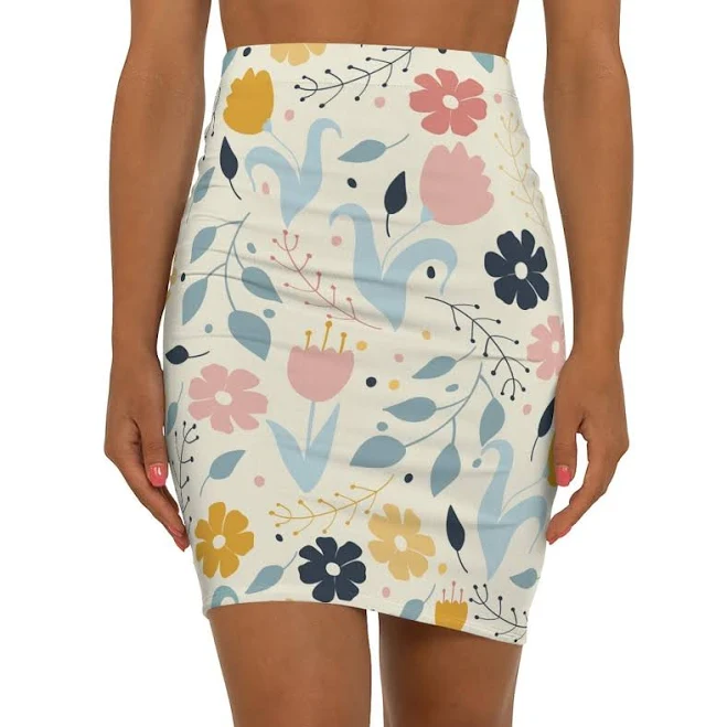 skirt Stretchy Floral Mini Skirt Etsy - LuluandSamCo $36.54