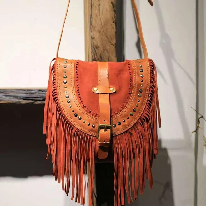 bag Suede Leather Fringe Crossbody Bag Alexel Crafts $160.76