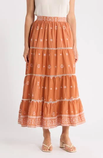 skirt Tahari Women's Embroidered Tiered Cotton Skirt Nordstrom Rack $39.97