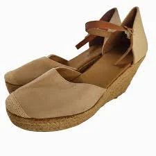 shoes Tan Espadrille Wedge Sandals Ankle Strap Jute Sole Women academia athleisure eBay $24.99