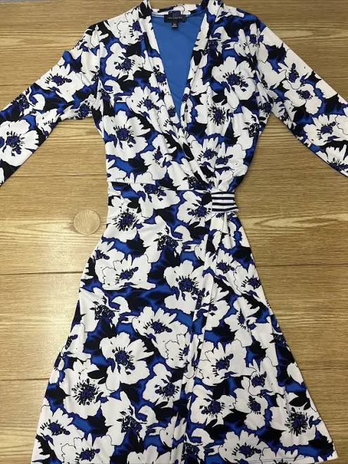 dress The Limited Wrap Dress Womens Xs Blue Floral 3/4 Sleeve Flowy Midi eBay - videomu22 $27.77