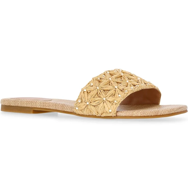 shoes Time and Tru Women's Raffia Slide Sandals Walmart $24.98
