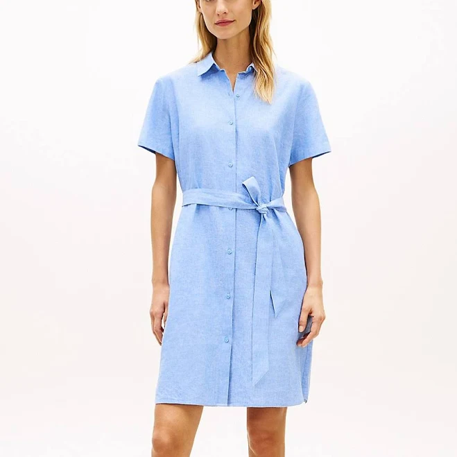 dress Tommy Hilfiger Women's Belted Linen-Cotton Blend Shirtdress Tommy Hilfiger $59.5