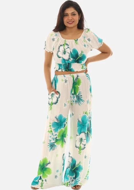 matching set Tropical Floral Print Two-Piece Set Shoreline Wear $32.99