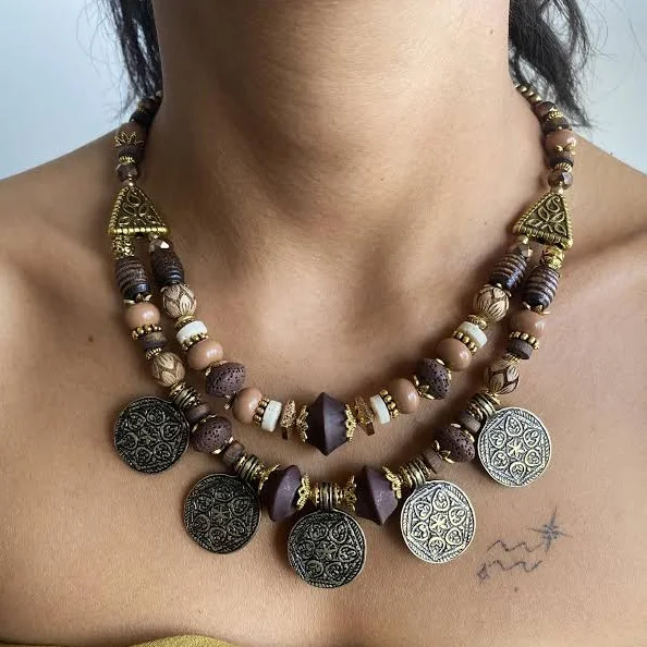 accessory Turkish Boho Tribal Bronze Coin Statement Necklace Etsy - Seller $24