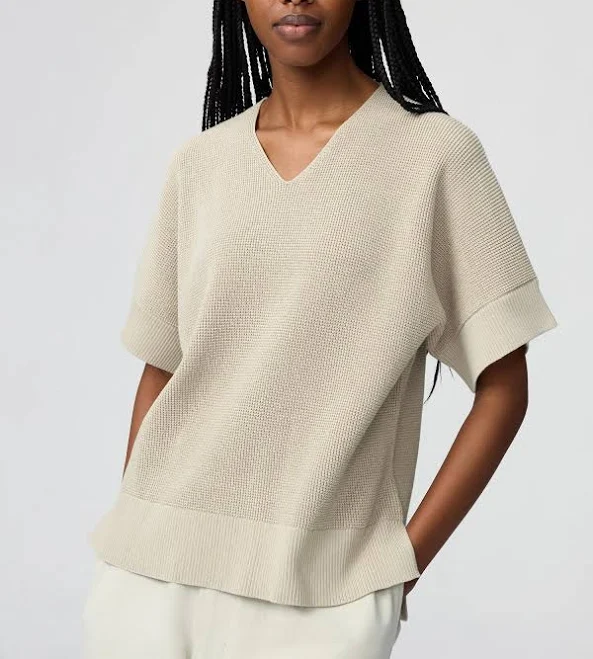 top UNIQLO Women's V-Neck Short Sleeve Sweater uniqlo.com/us $29.9