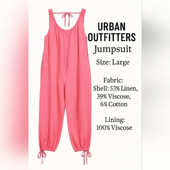jumpsuit Urban Outfitters Pink Linen Blend Jumpsuit*Discounted Etsy - Seller $34