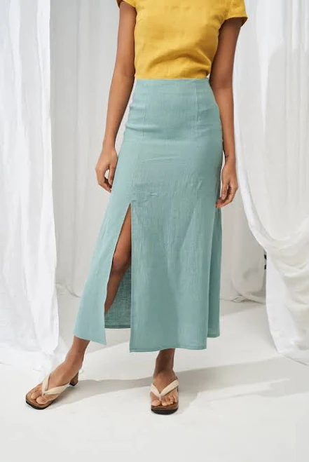 two piece set Valencia Calf Length High Waisted Linen Skirt Etsy - LinenHandmadeStudio $178