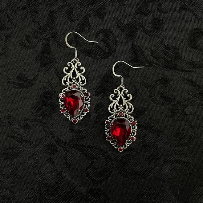 accessory Vampire Queen Gothic Victorian Bridal Wedding Goth Antiqued Silver Earrings Etsy - MoonMaidenJewelry $27.99