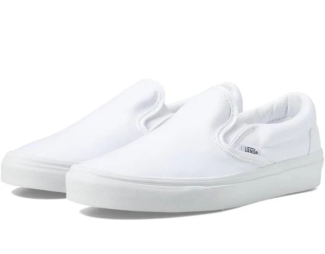 shoes Vans Classic Slip-On Shoes True White (Canvas) : Men's 4.5 - Women's 6 Medium Zappos.com $60